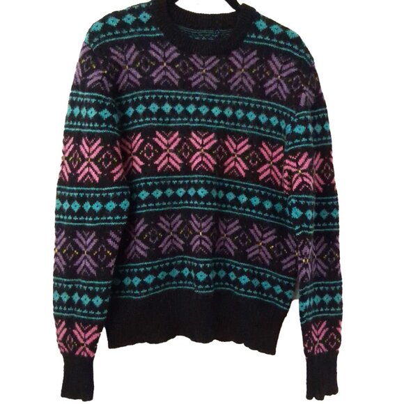 Handknit Nordic Fair Isles Pullover Sweater Wool - Picture 1 of 8